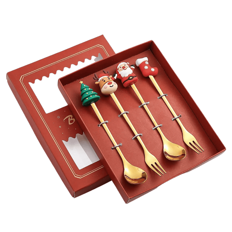 Holiday Elegance Christmas Cutlery Tableware Set Xmas Cutlery Set Ah Fork! 4p Gold A3 