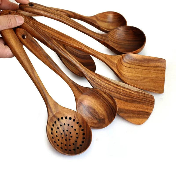 Thai Teak Kitchen Wooden Tableware Thai Teak Ah Fork! 7 Pieces Set 