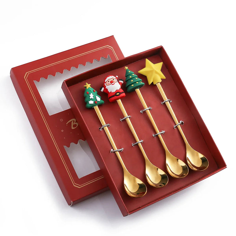 Holiday Elegance Christmas Cutlery Tableware Set Xmas Cutlery Set Ah Fork! 4p Gold A1 