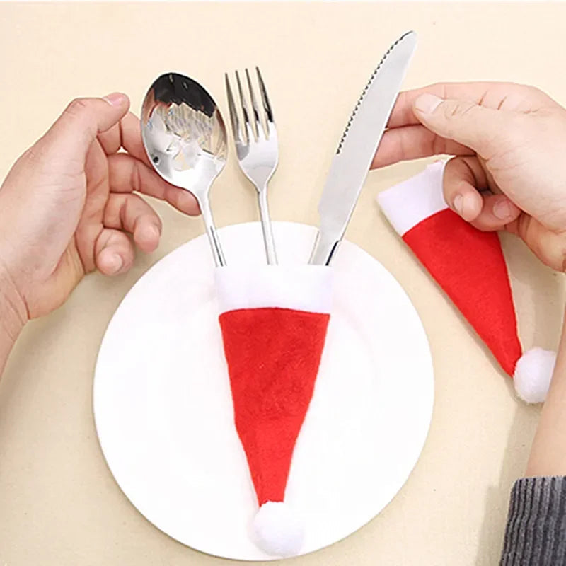 Santa Hat Tote Tableware Sleeve Santa Hat Tableware Sleeve Ah Fork! 1 Piece 