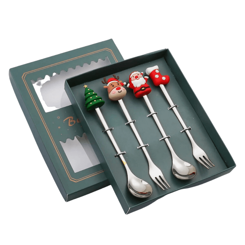 Holiday Elegance Christmas Cutlery Tableware Set Xmas Cutlery Set Ah Fork! 4p Silver B3 